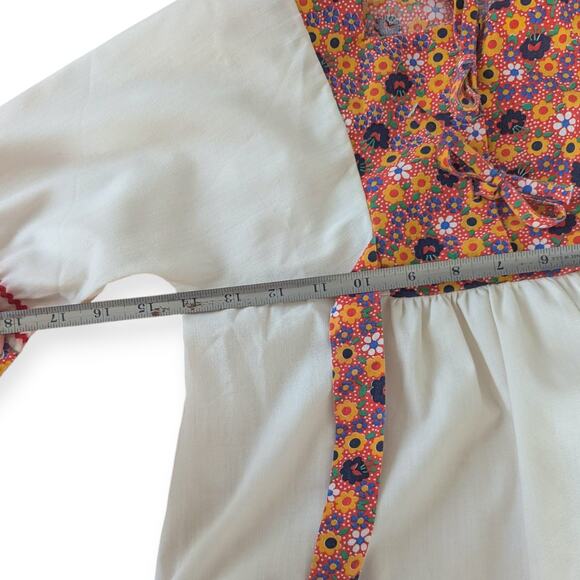 60s 70s Boho Tie-back Peasant Tunic ~ Girls Size 8 ~ Groovy print - Picture 5 of 7